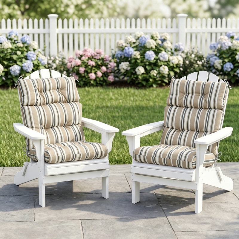Indoor/Outdoor Seat/Back Cushion, Beige Stripes
