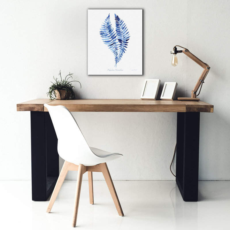  «Indigo Botanical 4» par Jean Plout, art mural sur toile, 20 po x 24 po