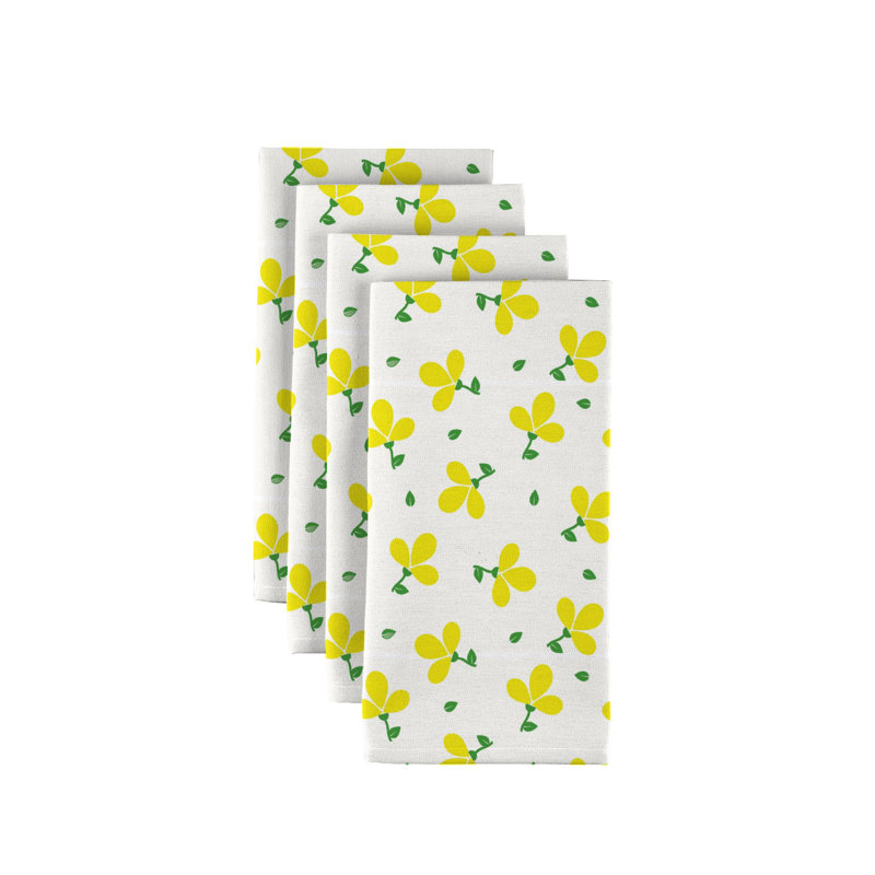 Polyester Floral Square Napkin, Yellow