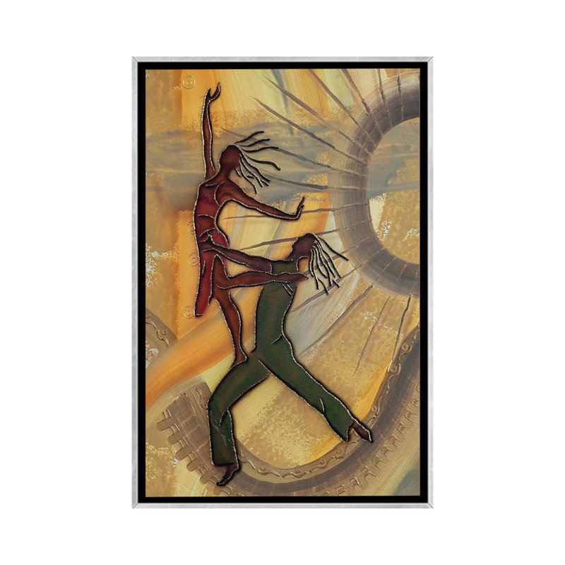 Danseurs par Fred Odle-impression, Pas de tapis, H 26 po x l 18 po x 1,5 po, Toile avec cadre argenté