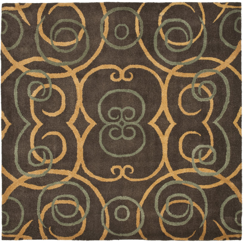 Zanora Drive Hand Tufted Overall Content: Wool Cotton Latex Abstract Rug in Brown, Square 6'