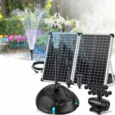 Pompe solaire d'étang 70W avec boîte à filtre, pompe à eau solaire 580 GPH avec valve de dérivation réglable pour les bassins d'extérieur, les bassins de koi, les chutes d'eau et les caractéristiques de l'eau du jardin