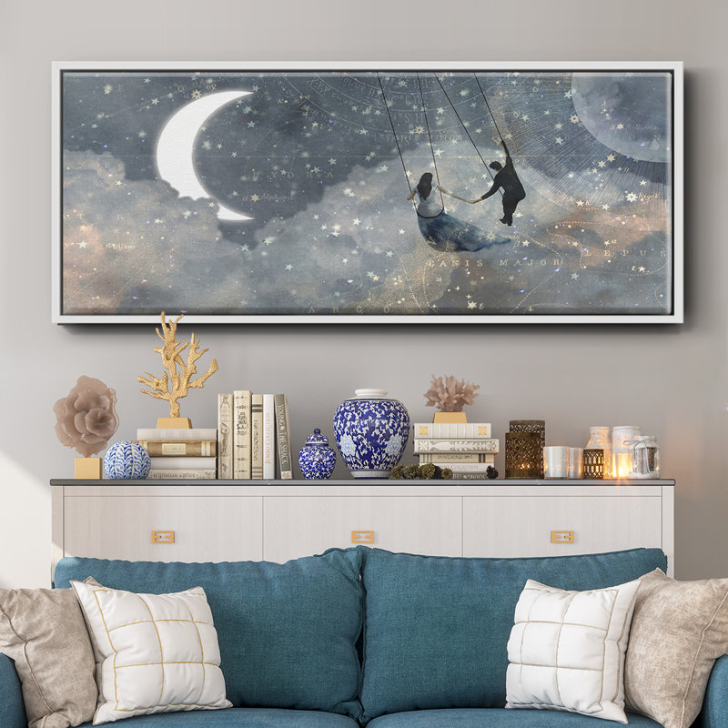 «Celestial Love Collection D», reproduction encadrée sur toile, Blanc, H 20 po x l 50 po x P 1,5 po