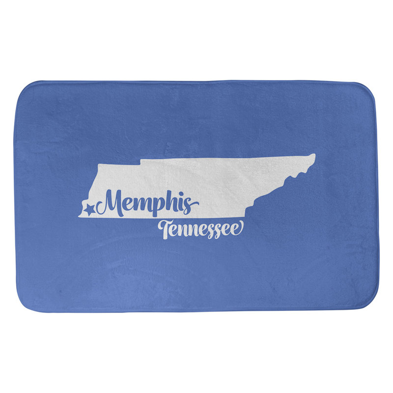 Rectangle Non-Slip Does Not Apply Bath Rug, 21" W x 34" L, Blue, Memphis Tennessee