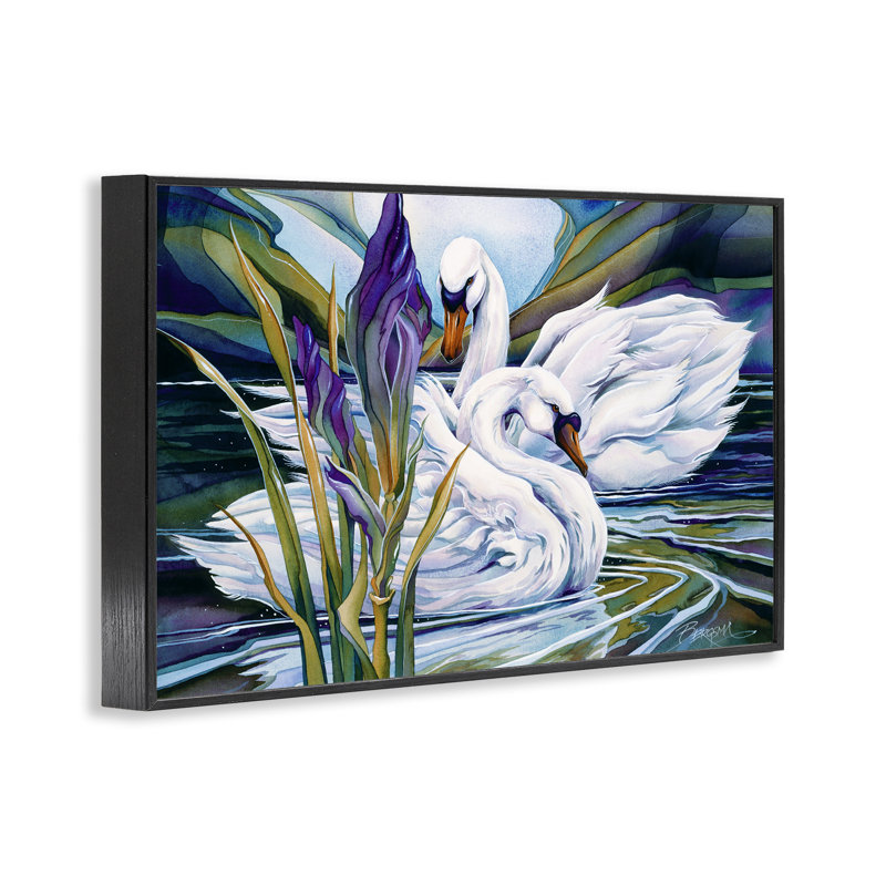 «Swans with Abstract Pond Ripples», estampe numérique, conception de Jody Bergsma, H 12 po x l 18 po