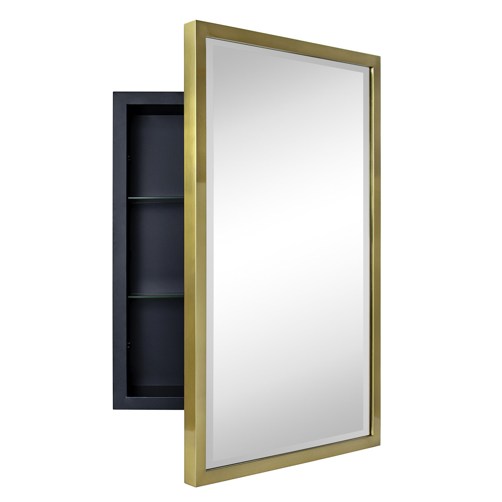 Haddison Recessed Medicine Cabinet, Brushed Gold, 24" x 16"