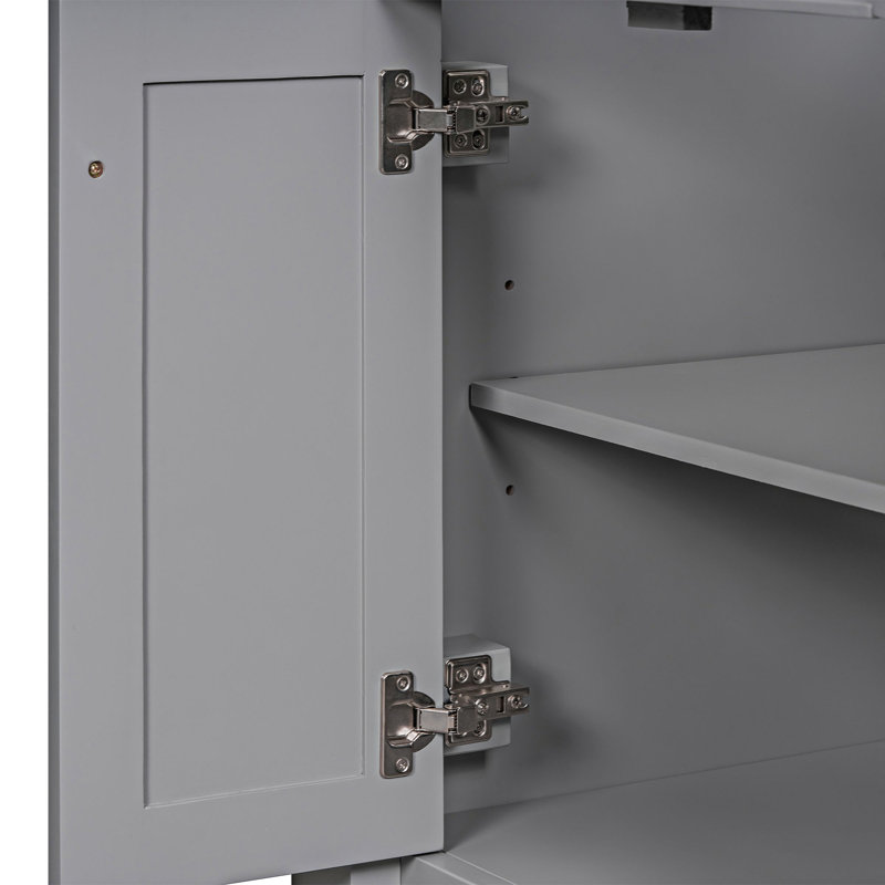 Meuble-lavabo sur pied simple avec plateau en résine Miquela, gris