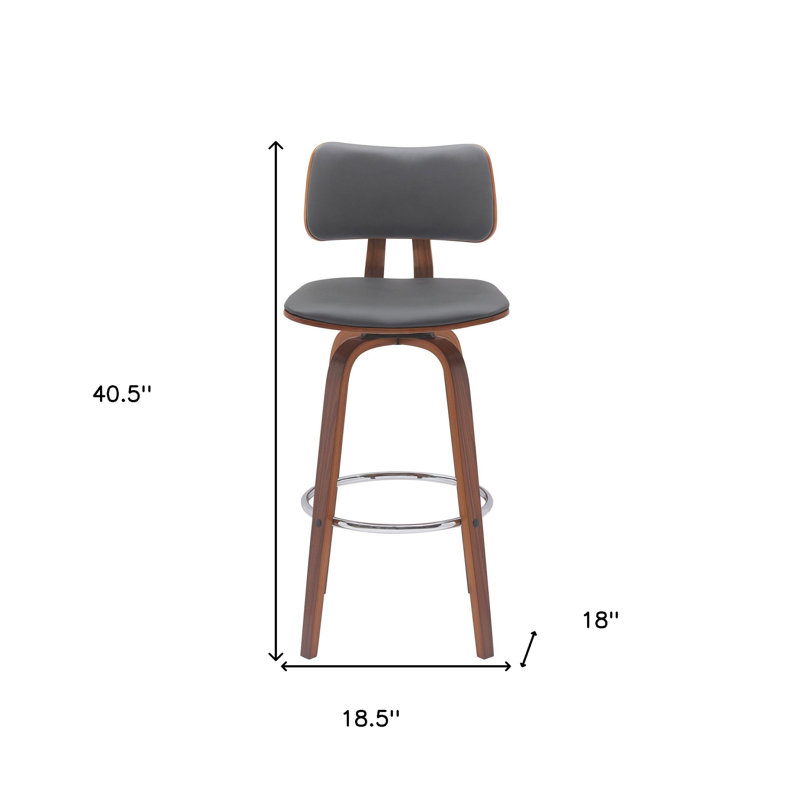 Aylis Swivel Upholstered Counter Stool, Grey, Black, Bar Stool (30” Seat Height)