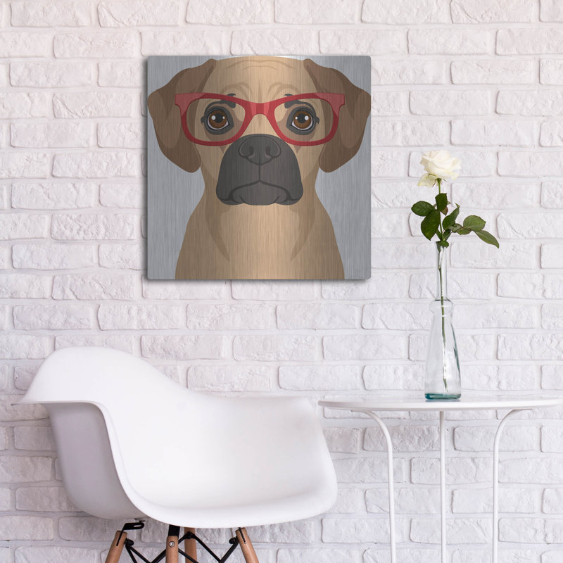 «Puggle portant des lunettes de hipster» par les affiliés Furbaby, H 24 po x l 24 po
