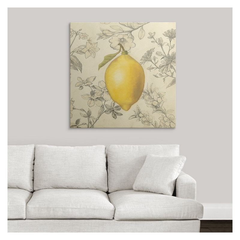 «Doughtry Lemon and Botanicals», reproduction d'art graphique Megan Meagher, H 35 po x l 35 po x P 1,5 po, Toile