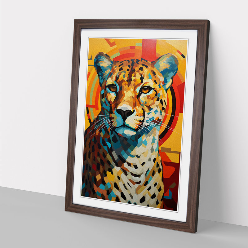 Cheetah Constructivism - Framed Print, Walnut Framed, 64cm H x 46cm W x 2cm D