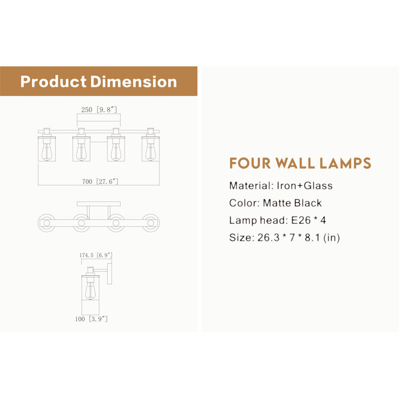 4-Light E26 Bulb Vanity Lights