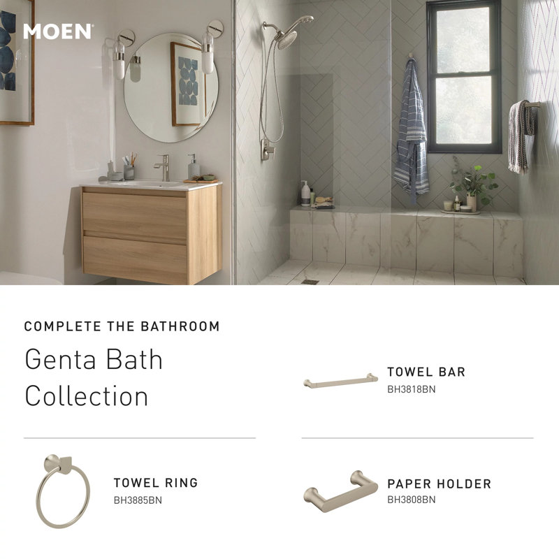 Moen Genta Lx Modern Wall Mounted Round Towel Ring, Brushed Nickel