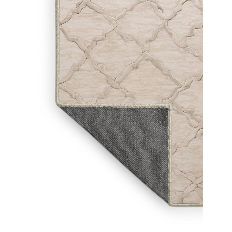 Tapis beige soyeux et moelleux, Carré 4 pi