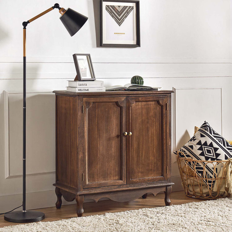 Arshawn Solid Wood 2-Door Accent Cabinet, Walnut