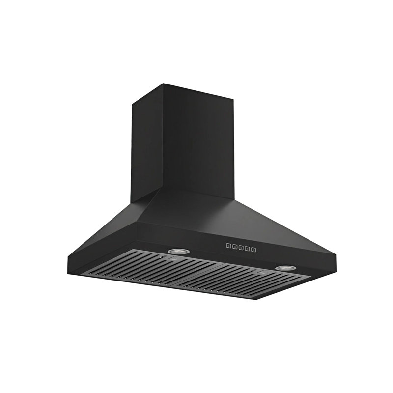 Hotte murale convertible, 44" H x 30" W x 19" D, Noir mat