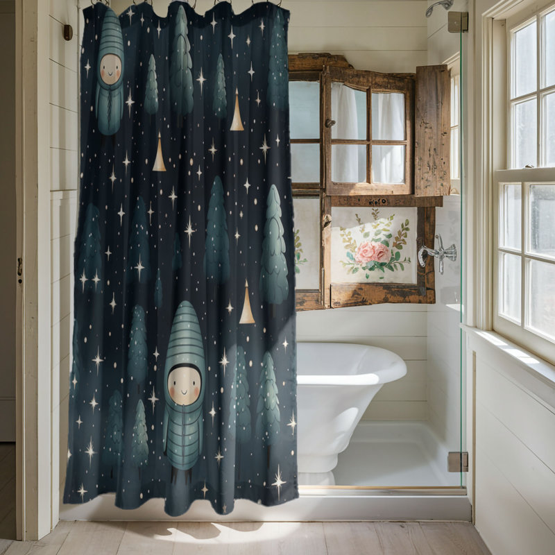 Festive Stars - Rideau de douche Premium, H 74 po x l 71 po