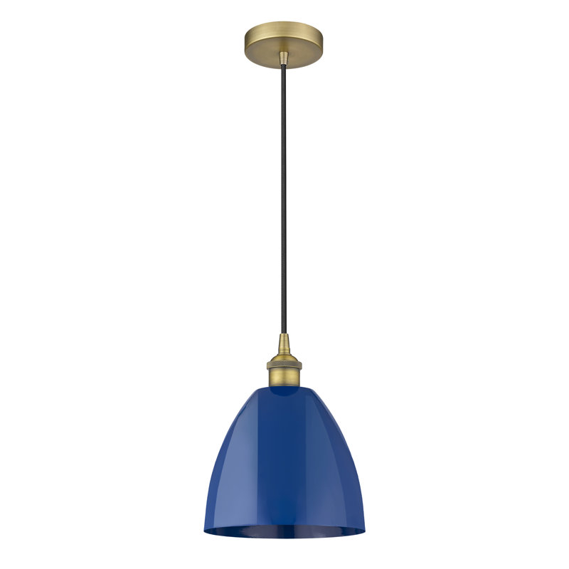 Schiavone 1 - Light Single Pendant, Blue, Brushed Brass