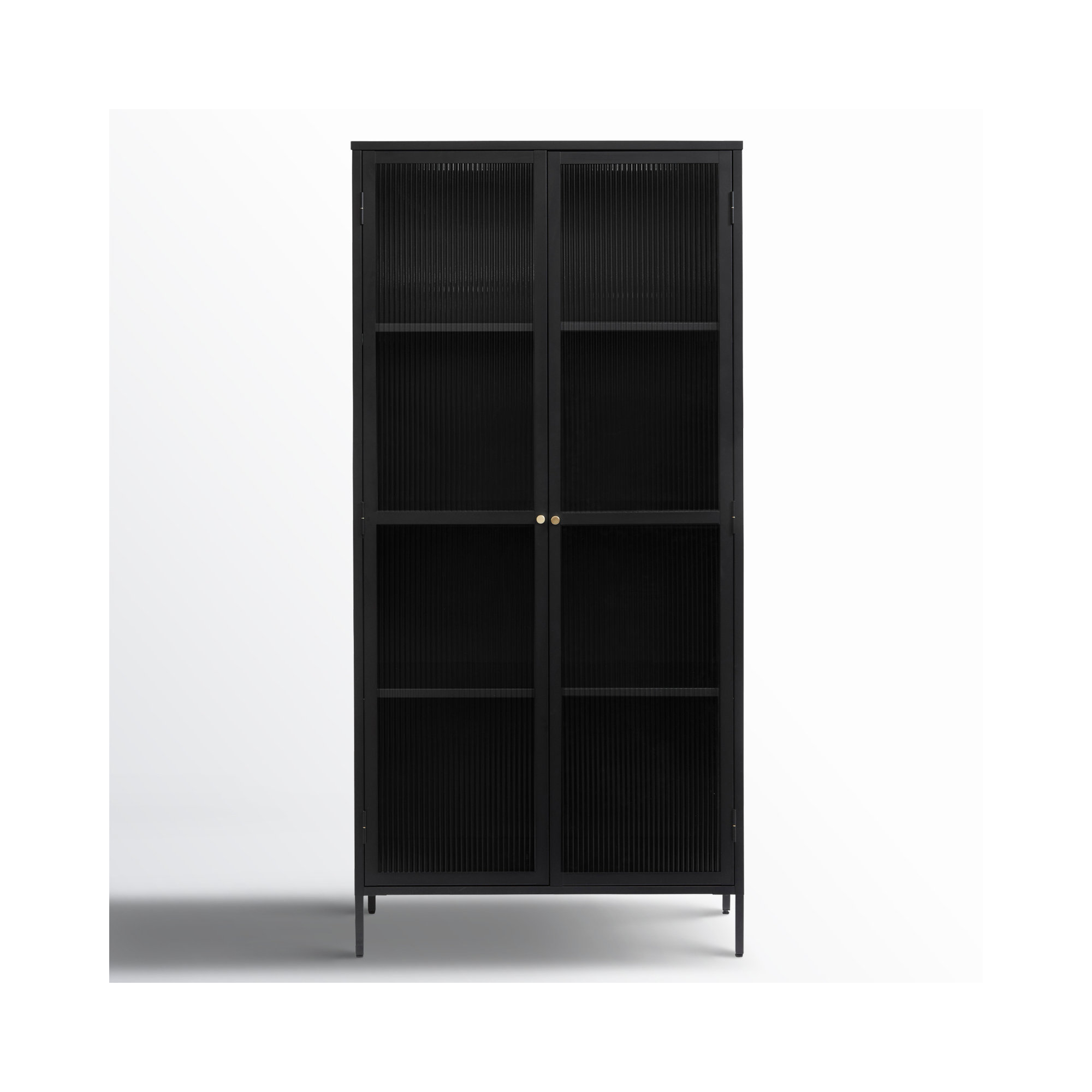 Arnika 75" Fluted Glass Dining Cabinet, Black