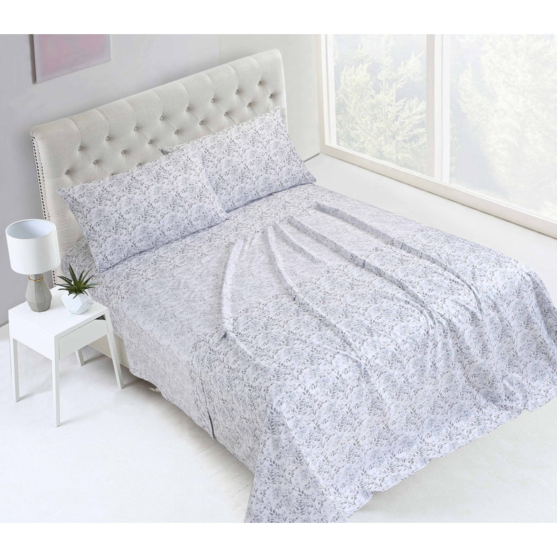 Ensemble de draps en microfibre 4 pièces Swift Home, Floral mauve, Ensemble de draps pour lit double avec 2 taies d'o