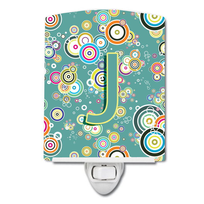 Circle Initial Alphabet Ceramic Night Light, J