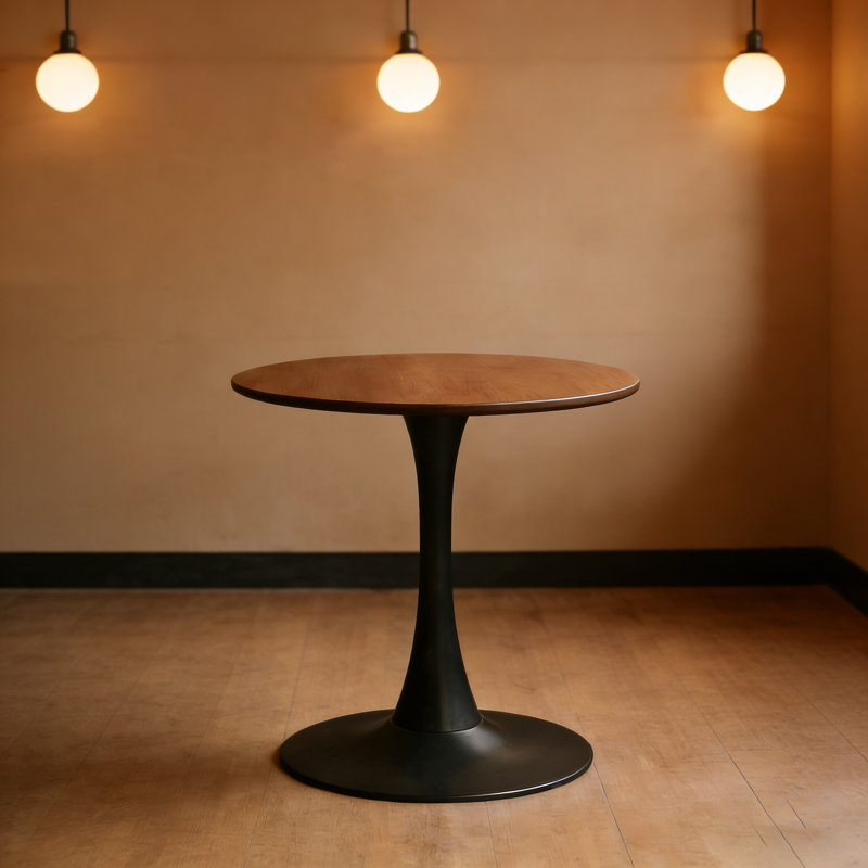 35'' /24 '' Modern Dining Table，Mdf Top And Steel Base Tulip Round Kitchen Table, 29.2" H x 31.6" L x 31.6" W, Antique Bronze
