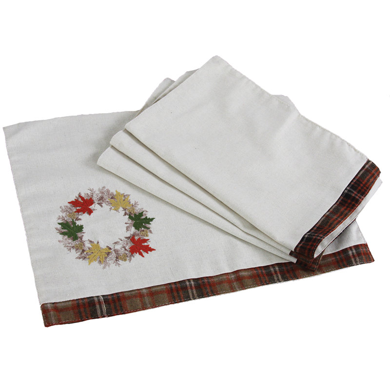 Maple Wreath Polyester Embroidered Rectangle Placemat