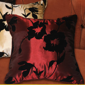 Silky Brown and Black Floral Square Polyester Euro Pillow Cover