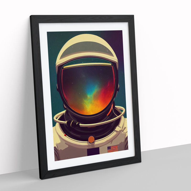 Astronaut Helmet - Single Picture Frame Print, Black Framed, 64cm H x 46cm W x 2cm D