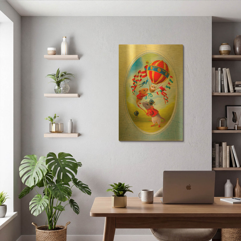 « Ballon sous le mistral » de Valery Vecu Quitard, tableau mural en métal doré, 61 x 91 cm, 24 po x 36 po