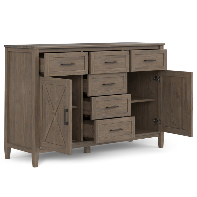 Smoky Brown Solid Wood 54" Transitional Sideboard with Storage