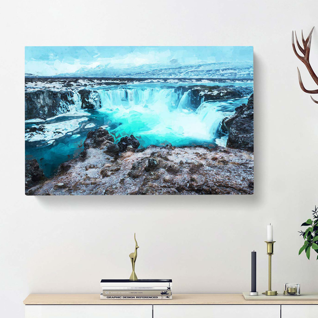Godafoss Waterfall in Iceland in Abstract - Wrapped Canvas
