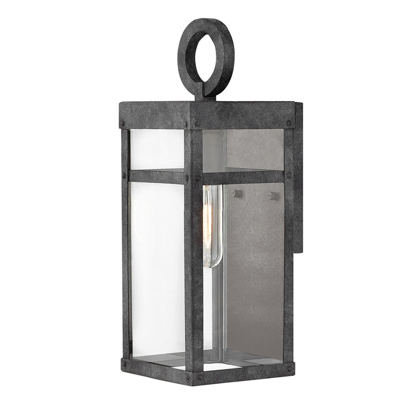 Porter Outdoor Wall Lantern By Lisa McDennon, Aged Zinc, 13" H x 5.5" W x 6.5" D