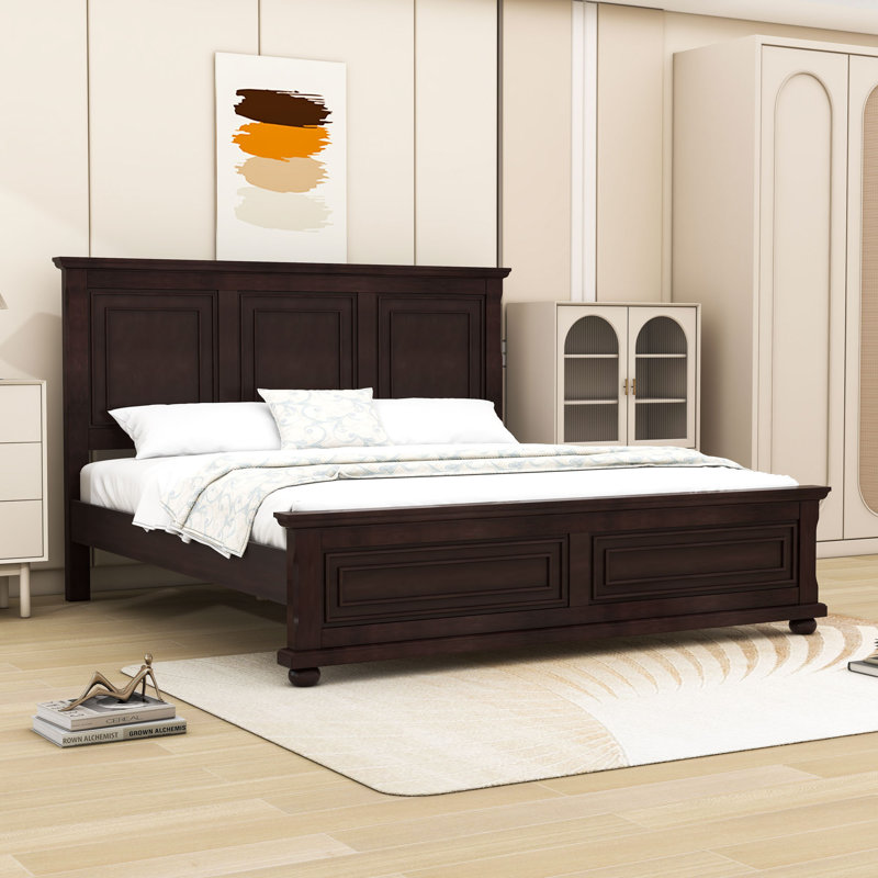 Lit plateforme avec tête de lit Vintage, Brun, Très grand lit