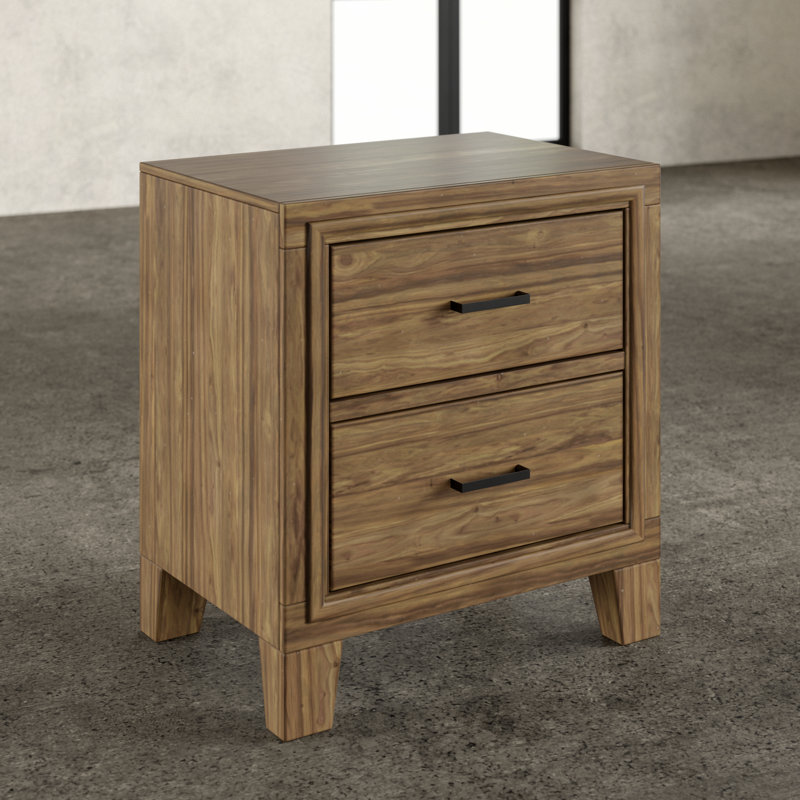Table de chevet à 2 tiroirs Carpino couleur chêne clair