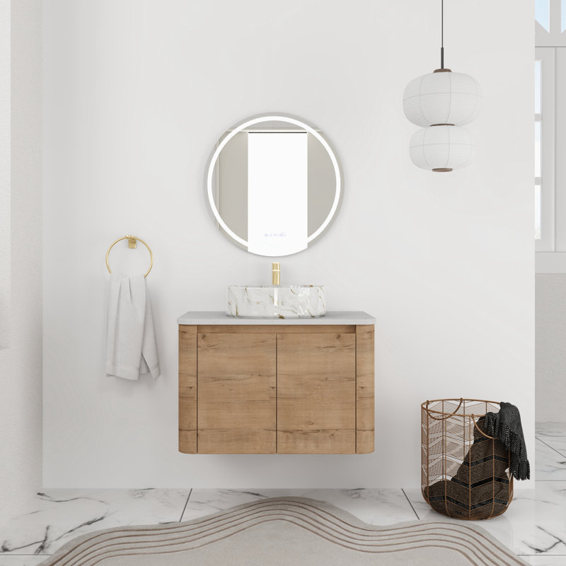 30'' Single Bathroom Floating Vanity With Quartz Top, 30