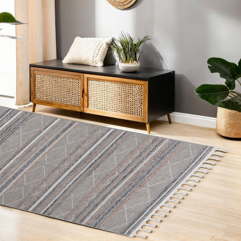Premium Hall Carpet, Grey & Brown, 39.4 x 78.7 inches | 52% Polyester, 40% Cotton, 8% Chenille, 1500 g/m² | Machine Woven, 0.3 inch Pile Height, Antibacterial, Washable at 86°F | Durable & Stylish Home Flooring Solution