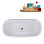 Baignoire de trempage autoportante en acrylique 59 "avec drain et plateau en bambou 59" Streamline-90888923