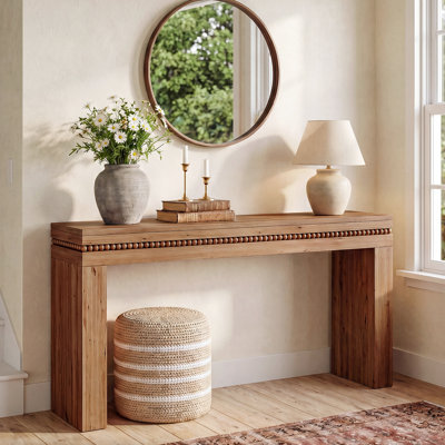 63-Inch Solid Wood Console Table for Entryway