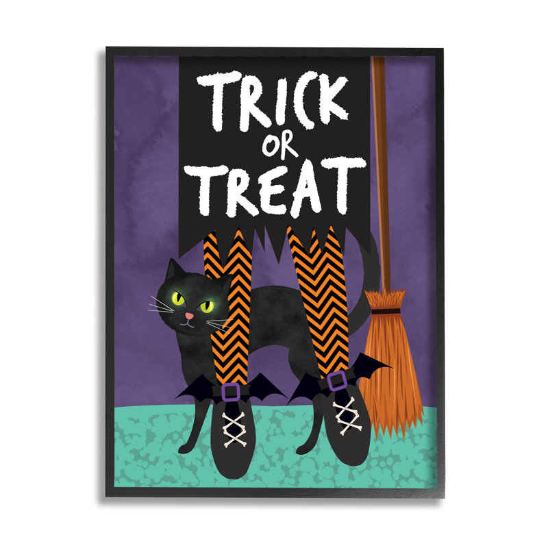 «Trick or traiter chat et sorcière» par Linda Birtel - impression sur toile, 20" H x 16" W x 1.5" D