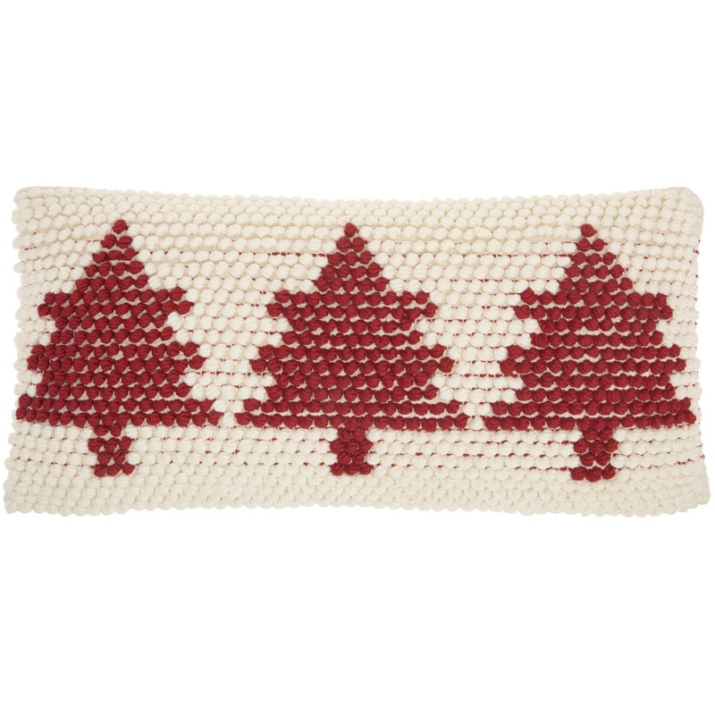 Embroidered Throw Pillow, Red/Ivory