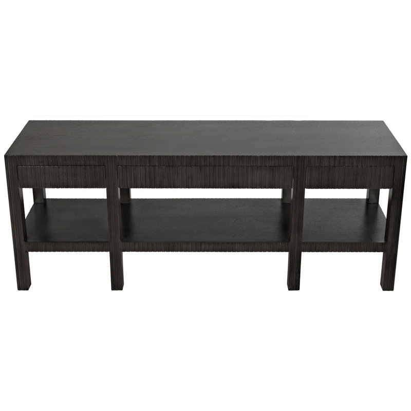 Dark Mahogany Rectangular Hallway Table with Fluted Storage