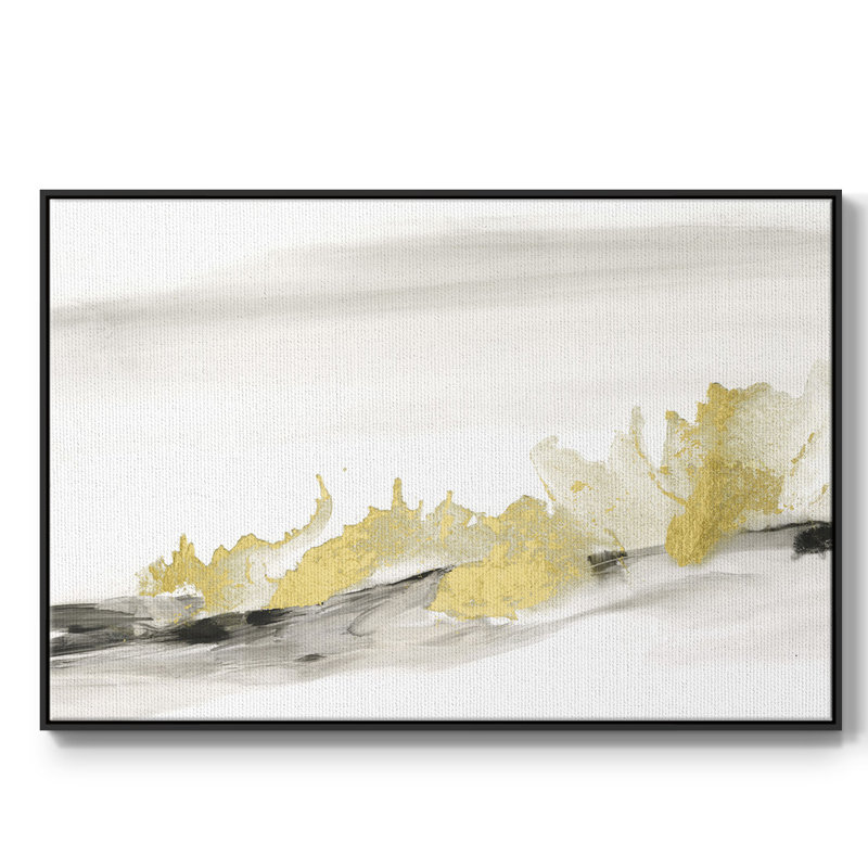 Toile tendue avec cadre doré Gold on the Horizon II, H 25 po x l 37 po x P 2 po, Noir
