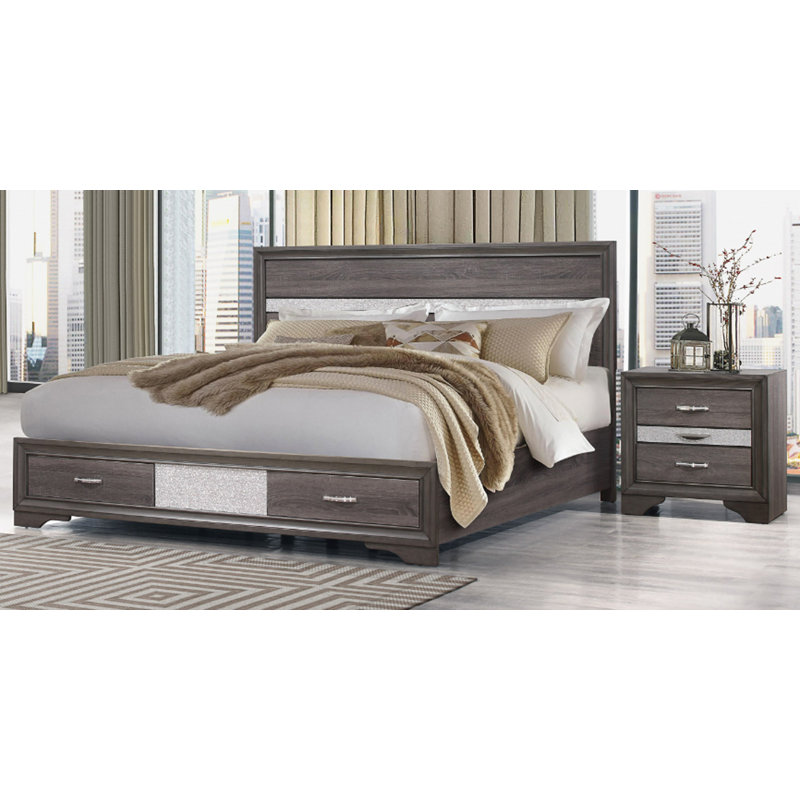 Modern Bed, Ryder Sparkle Grey Bed