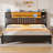 Storage Upholstered PU Headboard With LED Lights & Charging Station-1609409995-1609409999