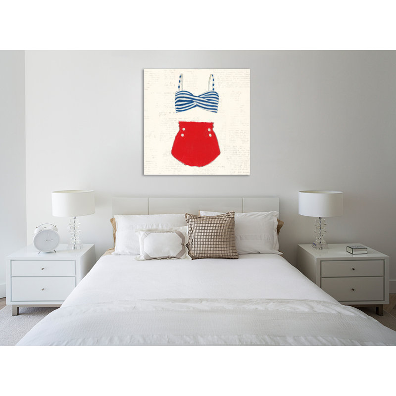 Toile tendue avec châssis «Retro Swim vêtements IV» par Emily Adams, H 30 po x l 30 po x P 1,5 po