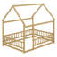 Structure de lit au sol avec toit, lit Montessori en bois avec clôture, lit maison pour chambre à coucher-1245889612-1245889615