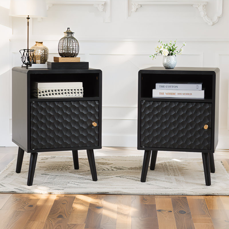 Nightstand Set Bedside Table for Bedroom Living Room (Set of 2), Black