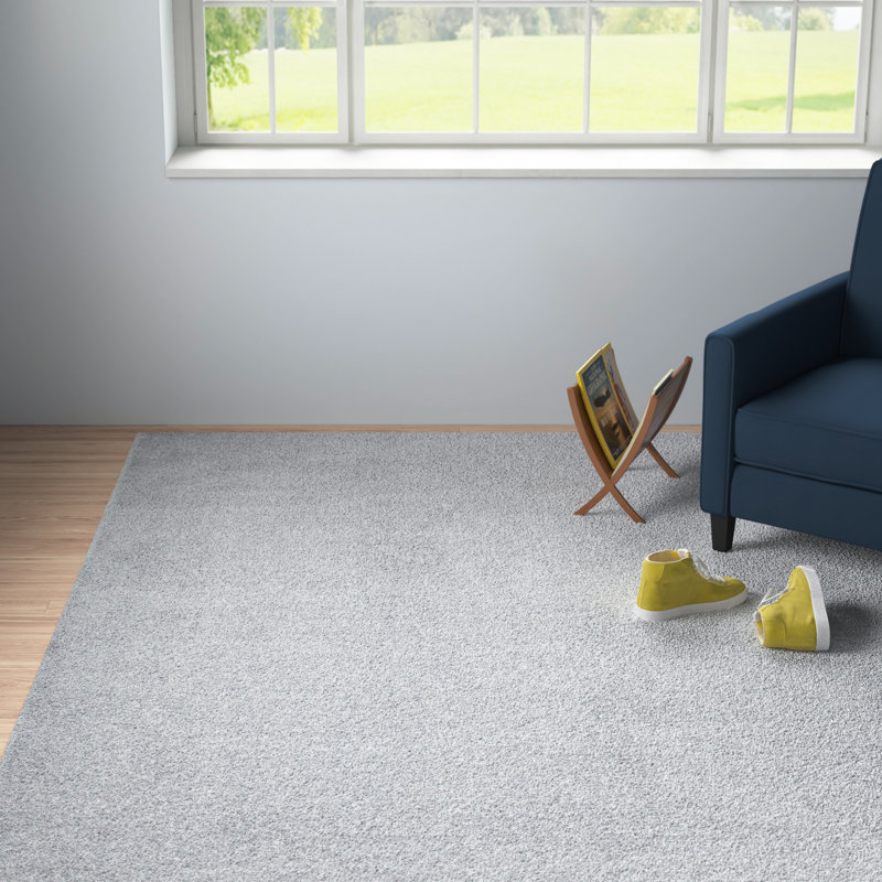 Aeneas Light Grey Rectangular Synthetic Plush Area Rug, 5'5" x 7'7"