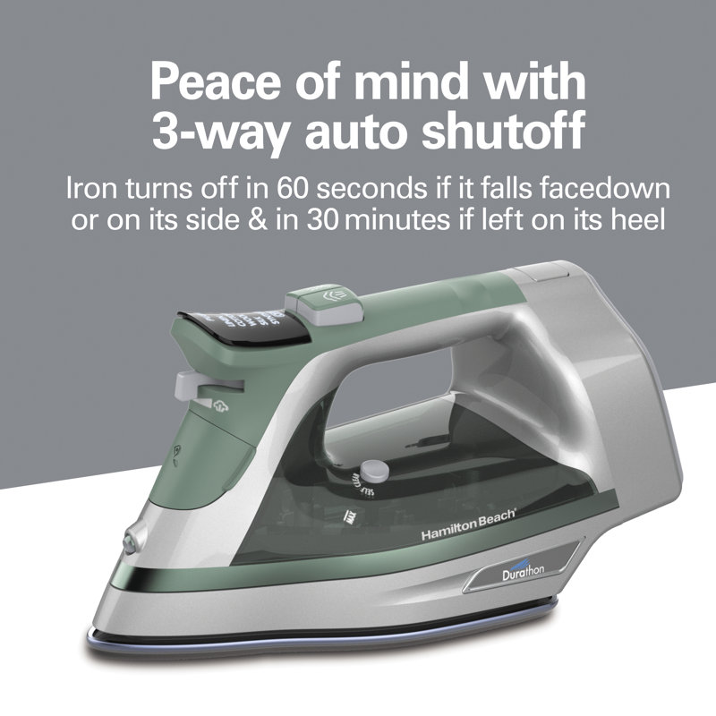 Durathon Silver and Green Digital Nonstick Iron with Retractable Cord